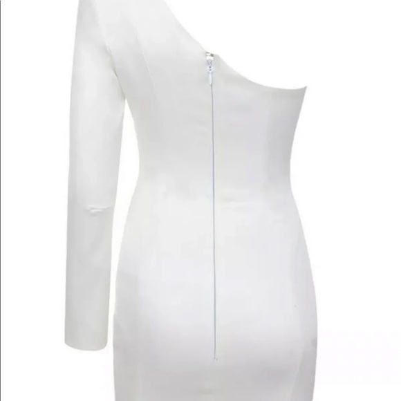 House CB 'Tiffany' White One Shouldered Mini Dress - Picture 10 of 16